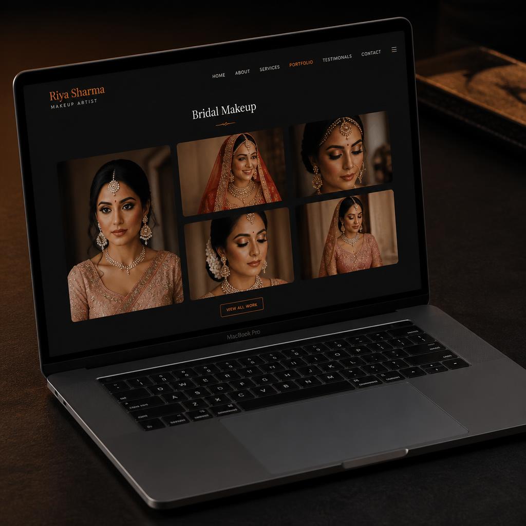 Portfolio website on laptop